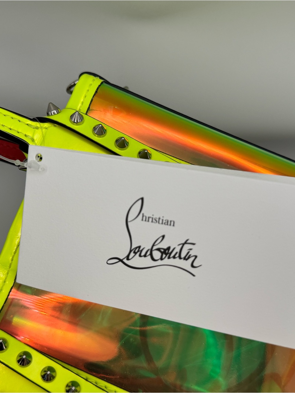 Christian Louboutin Neon Yellow & Iridescent PVC Mini Tote